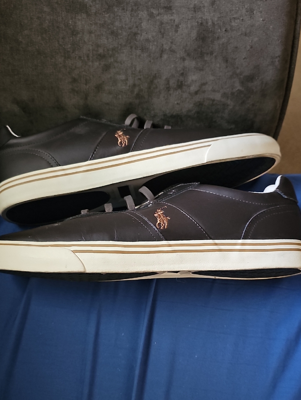Polo by Ralph Lauren Men's Brown Sneakers with Gold Pony Emblem
